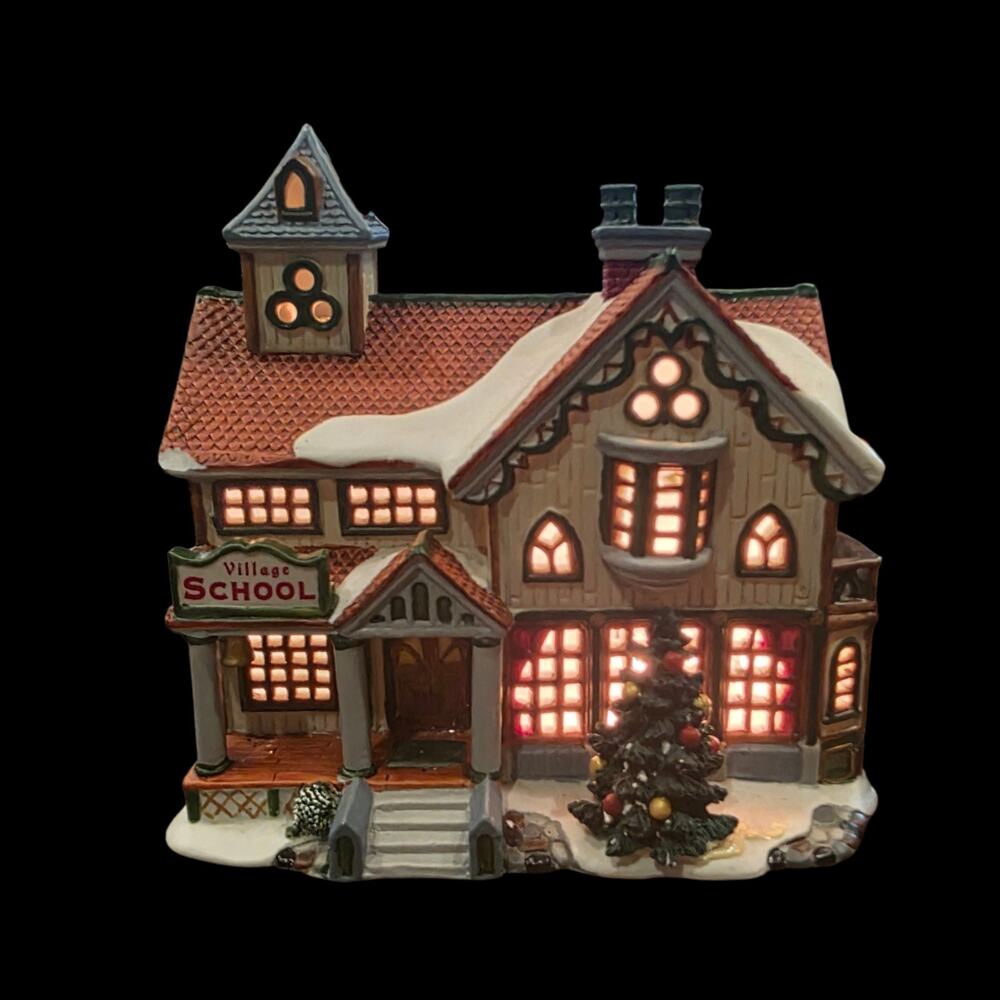 Lemax 1998 Village School #55181 Lighted Christmas Village Building Retired Vtg